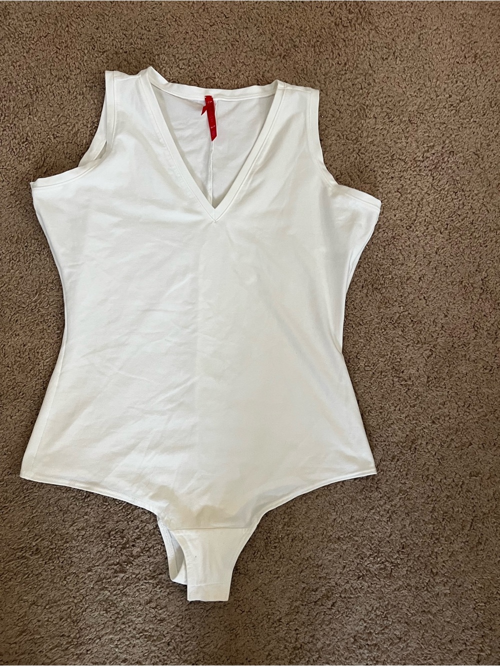 Spanx White V-Neck Sleeveless Bodysuit